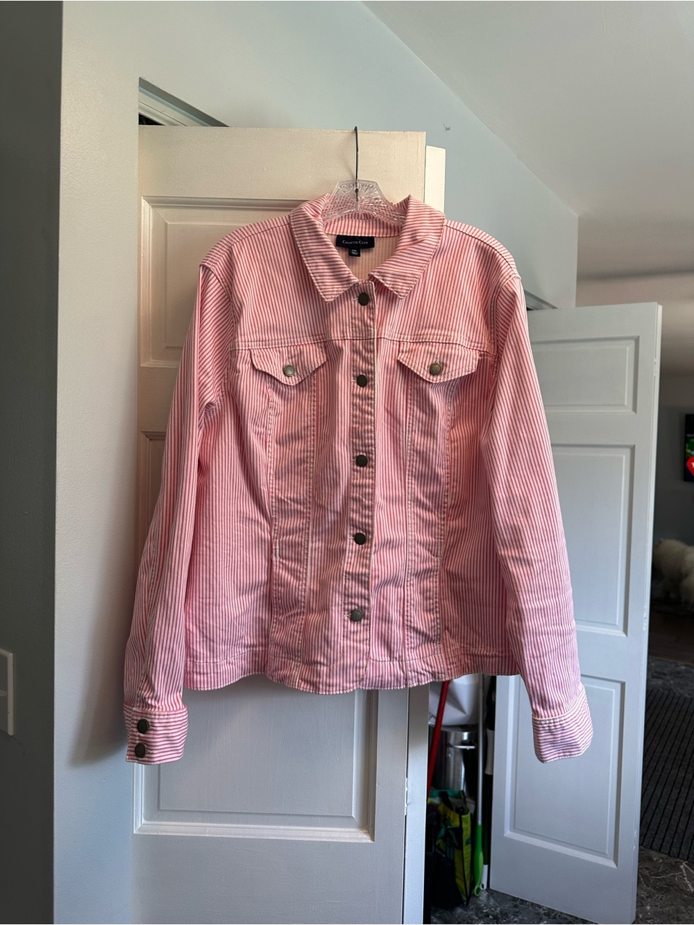Charter Club Pink and White Striped Button-Down Shirt